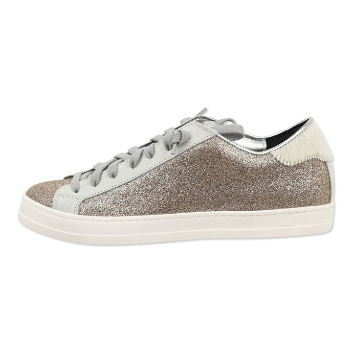 P448 John Gold Glitter Yeti Fur Low Top Sneakers