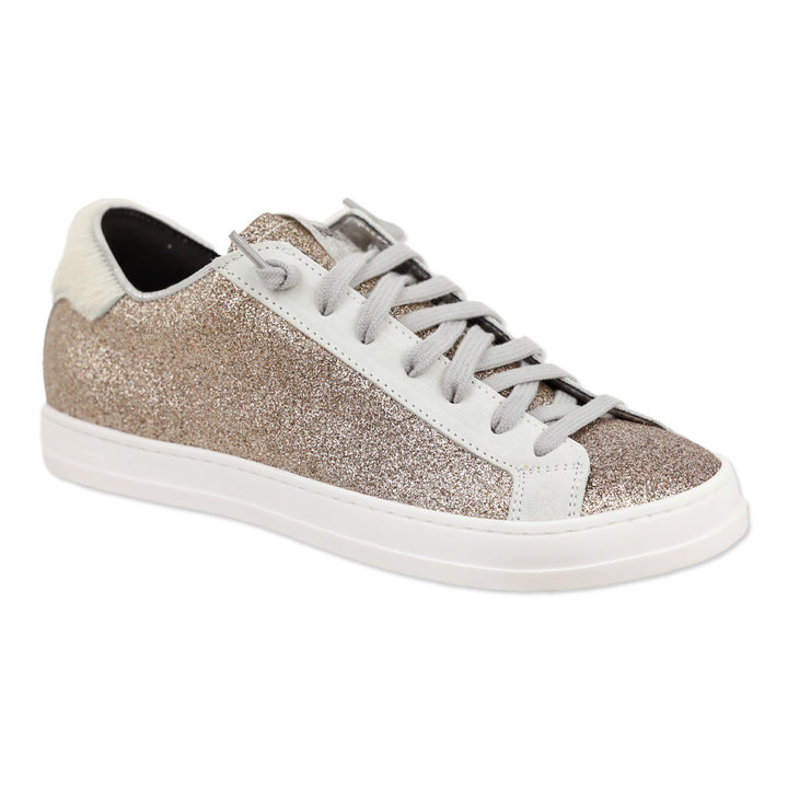 P448 John Gold Glitter Yeti Fur Low Top Sneakers