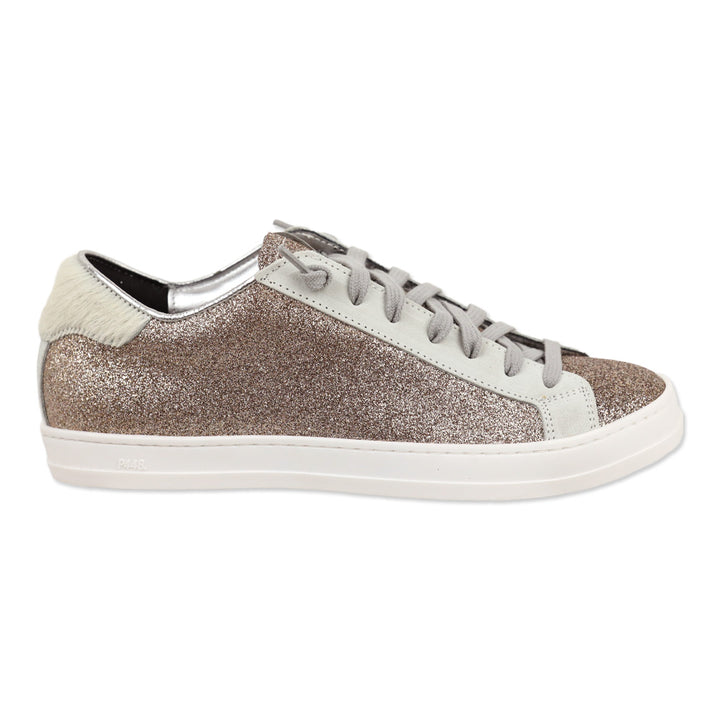 P448 John Gold Glitter Yeti Fur Low Top Sneakers