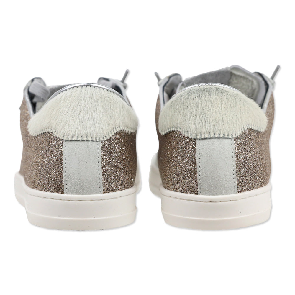 P448 John Gold Glitter Yeti Fur Low Top Sneakers
