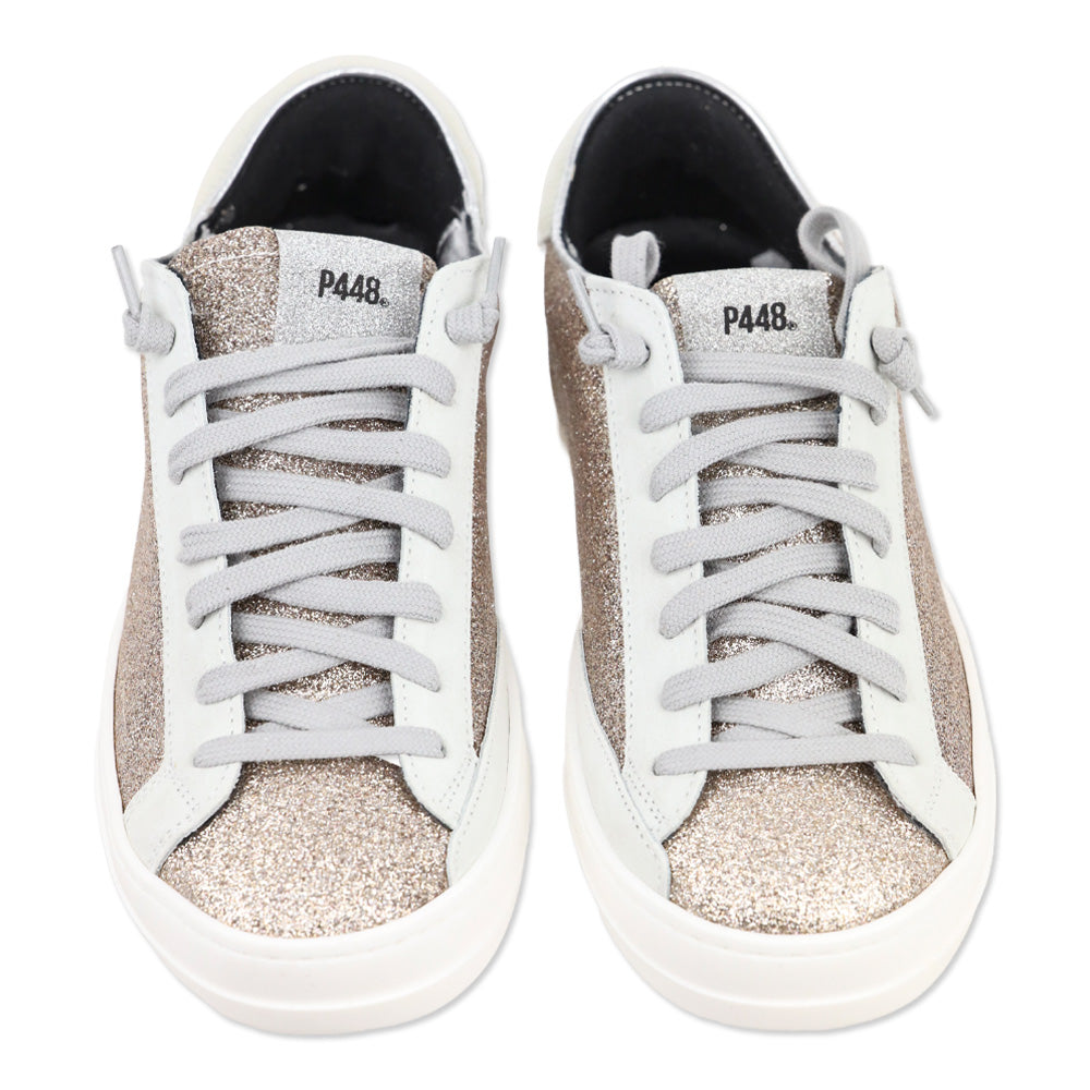 P448 John Gold Glitter Yeti Fur Low Top Sneakers