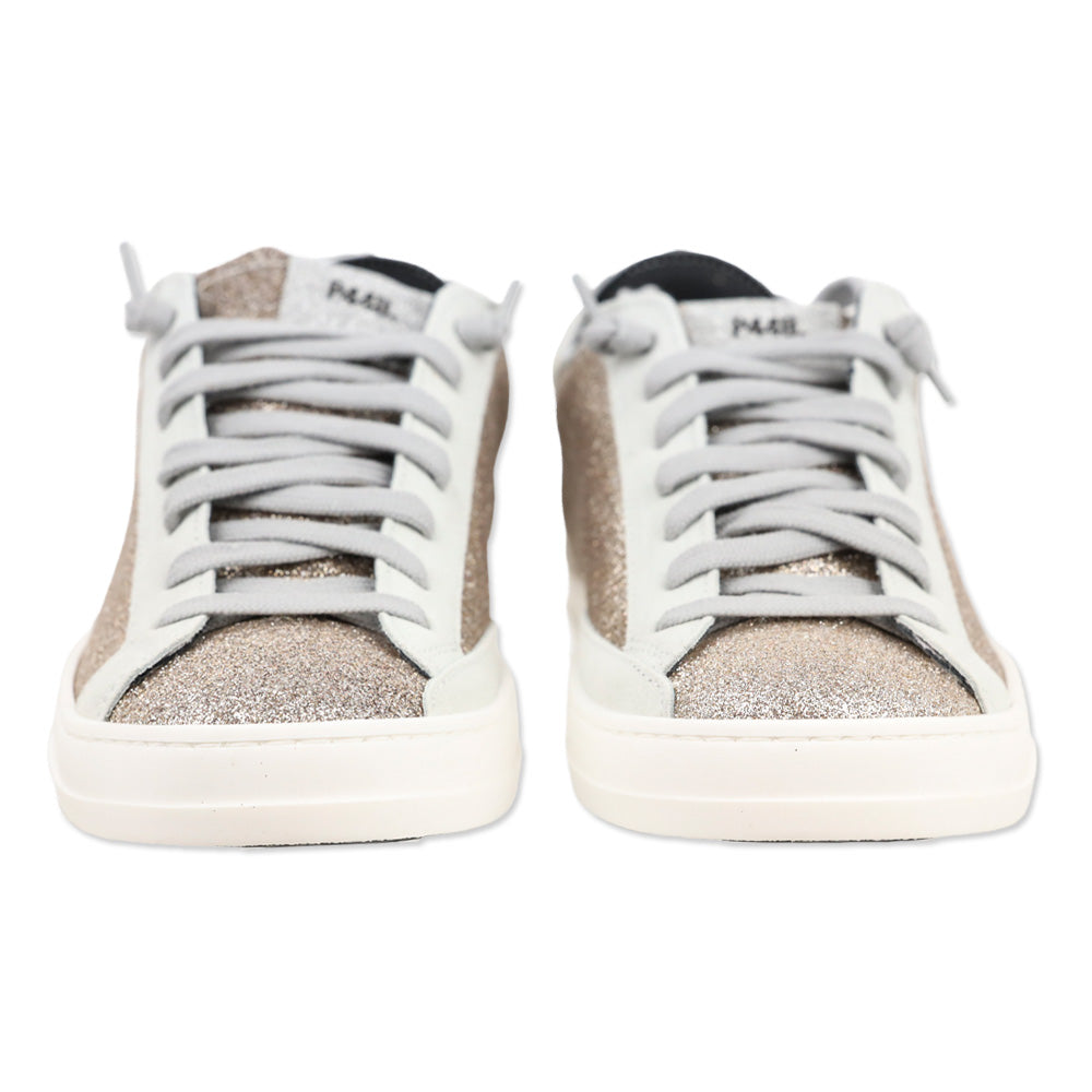 P448 John Gold Glitter Yeti Fur Low Top Sneakers