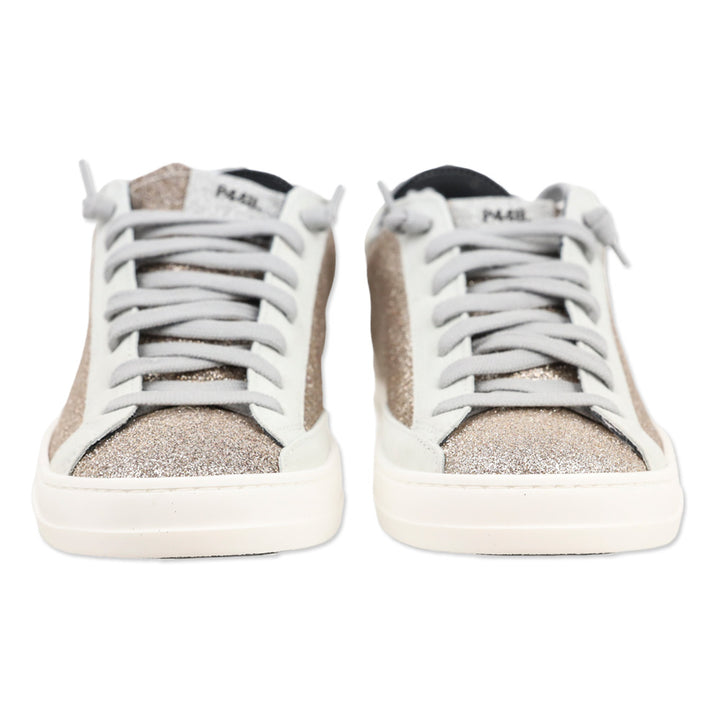 P448 John Gold Glitter Yeti Fur Low Top Sneakers