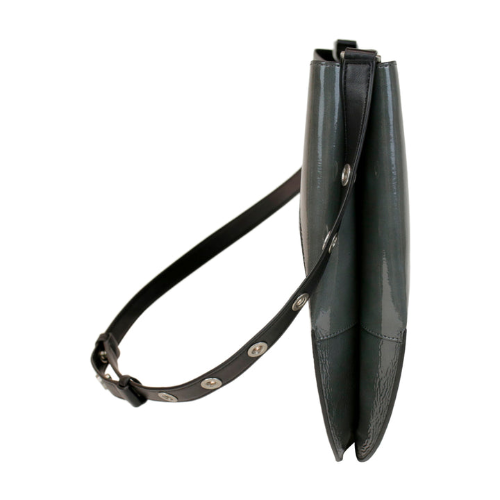 All Saints Beaumont Gray Patent Leather Hobo Bag