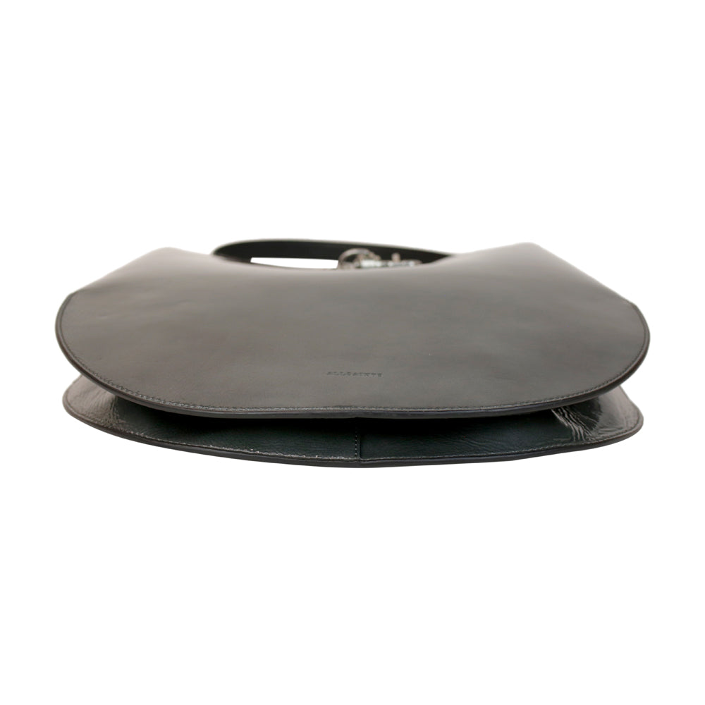 All Saints Beaumont Gray Patent Leather Hobo Bag