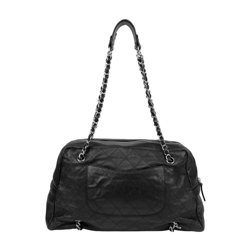 Chanel Black Leather Sharpei Bowler Bag