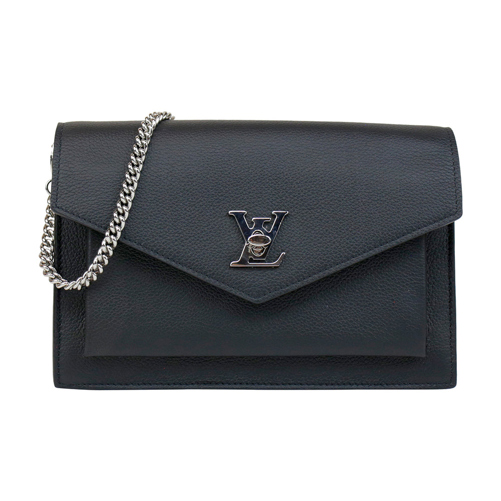 Louis Vuitton Mylockme Chain Pochette Black Leather Bag