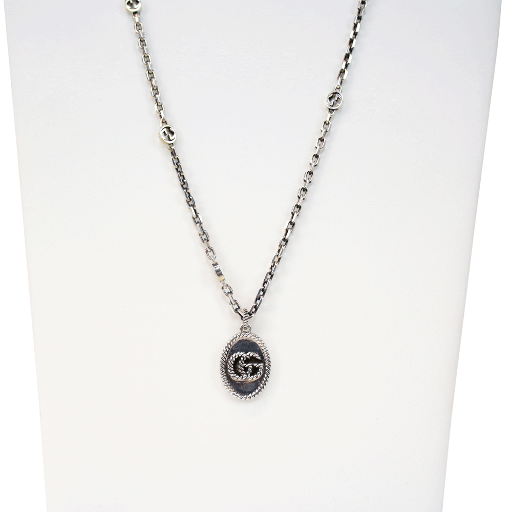 Gucci Sterling Silver GG Marmont Pendant Necklace