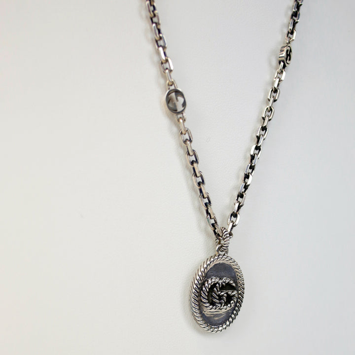 Gucci Sterling Silver GG Marmont Pendant Necklace