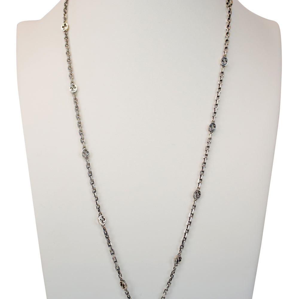 Gucci Sterling Silver GG Marmont Pendant Necklace