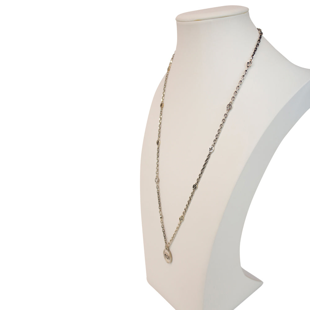 Gucci Sterling Silver GG Marmont Pendant Necklace