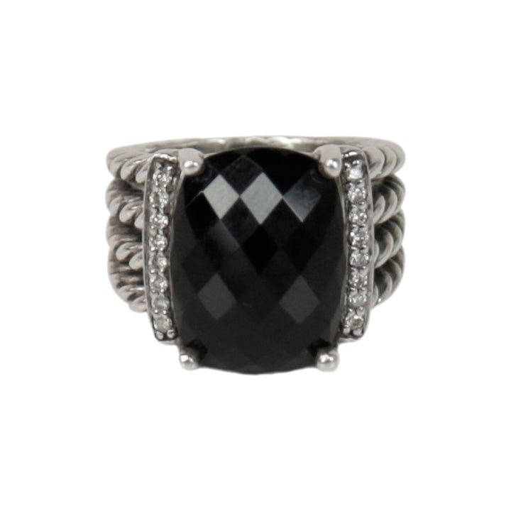 David Yurman Wheaton Sterling Silver, Onyx & Diamond Ring