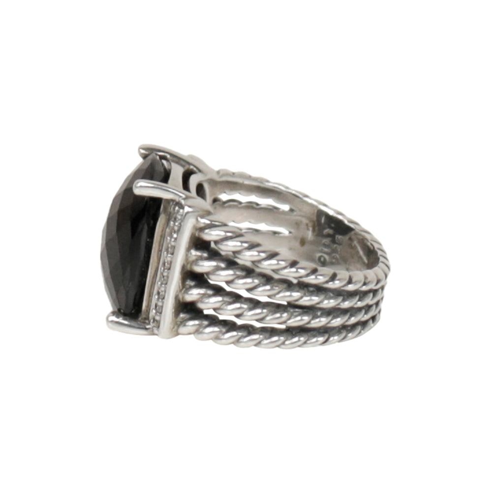 David Yurman Wheaton Sterling Silver, Onyx & Diamond Ring