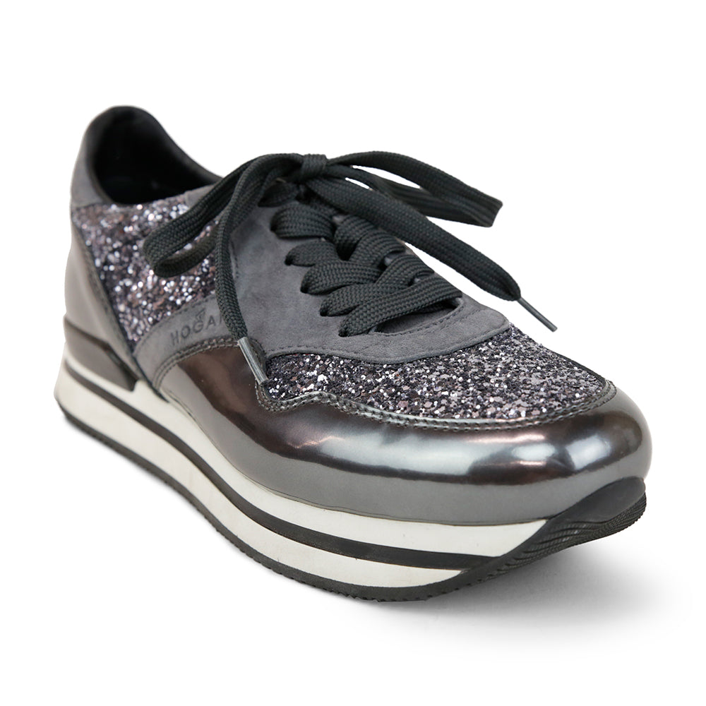Hogan Gray & Gunmetal Glitter Sneakers