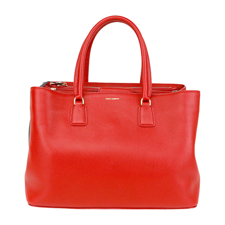 Dolce & Gabbana Red Leather Large Tote Bag