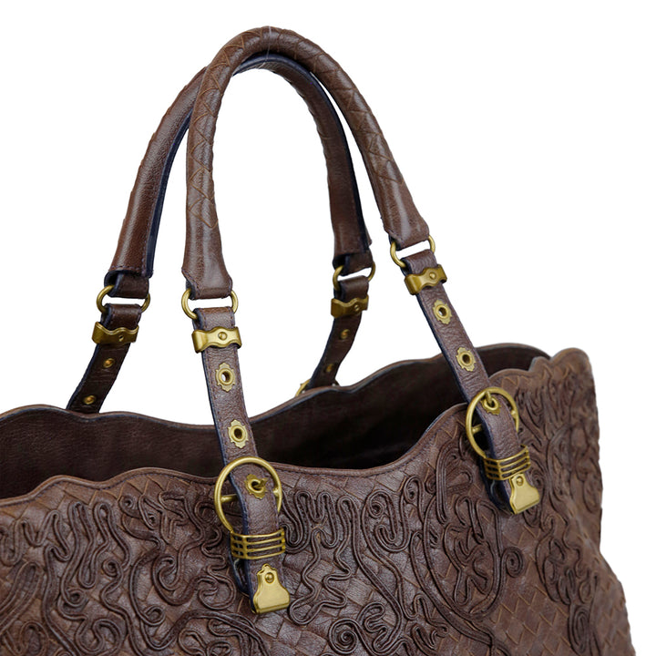 Bottega Veneta Vintage Brown Intrecciato Leather Handle Bag