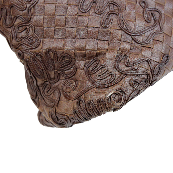 Bottega Veneta Vintage Brown Intrecciato Leather Handle Bag