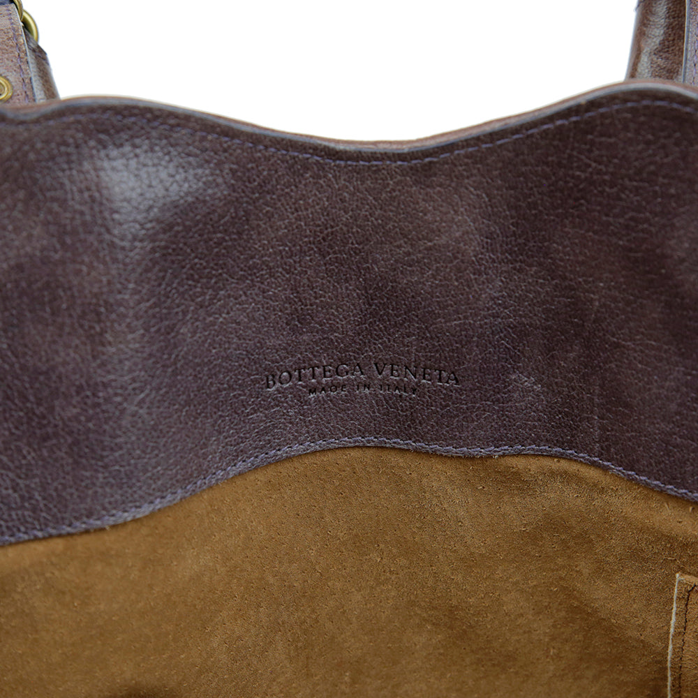 Bottega Veneta Vintage Brown Intrecciato Leather Handle Bag