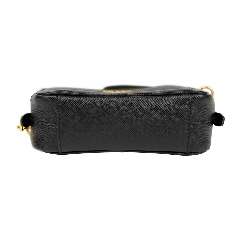 Prada Black Saffiano Leather Mini Camera Crossbody Bag