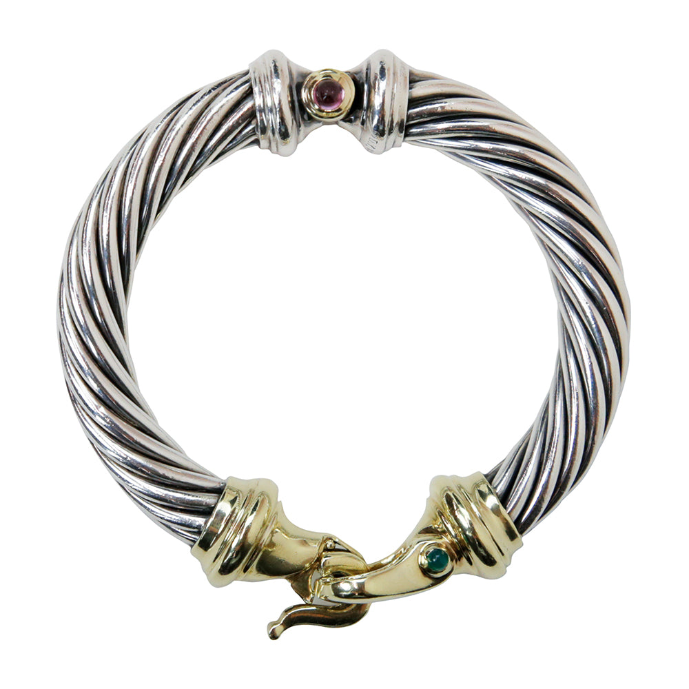 David Yurman Garnet & Dyed Chalcedony Buckle Bracelet