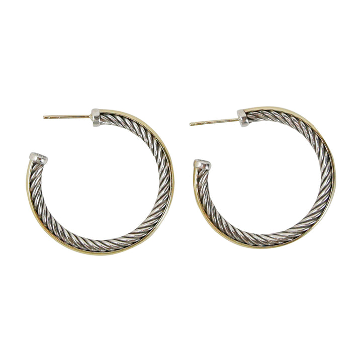 David Yurman Two-Tone Crossover Hoop Earrings