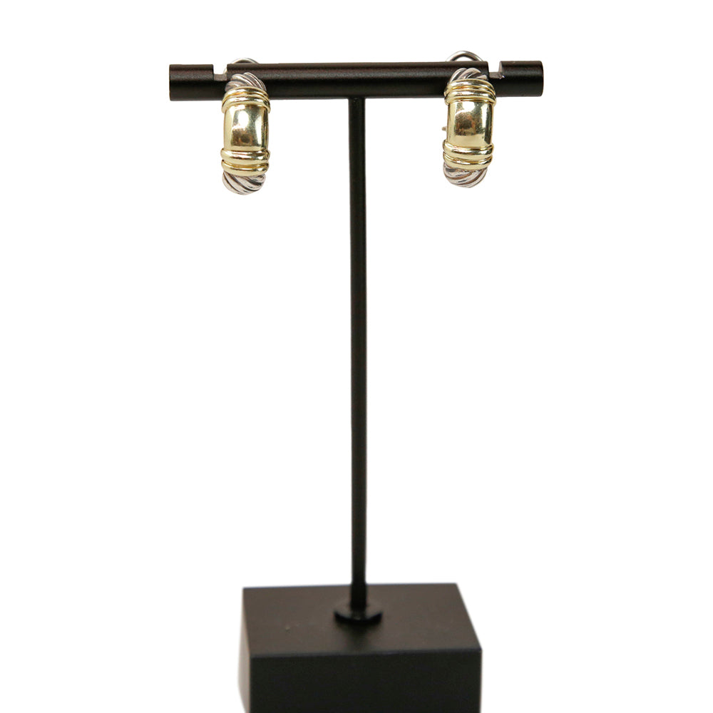 David Yurman Two-Tone Metro Earclips Huggie Earrings