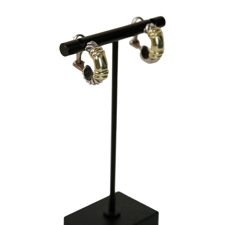 David Yurman Two-Tone Metro Earclips Huggie Earrings