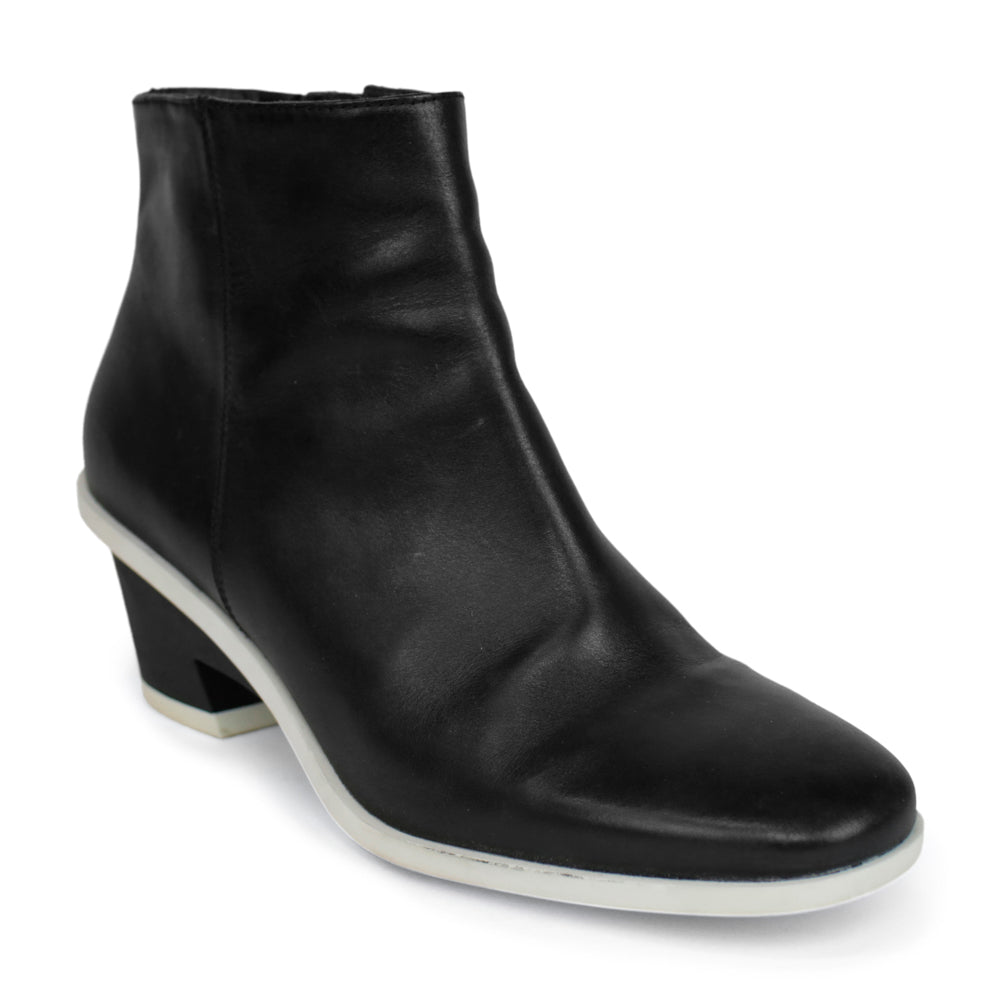Camper Black & White Leather Ankle Boots