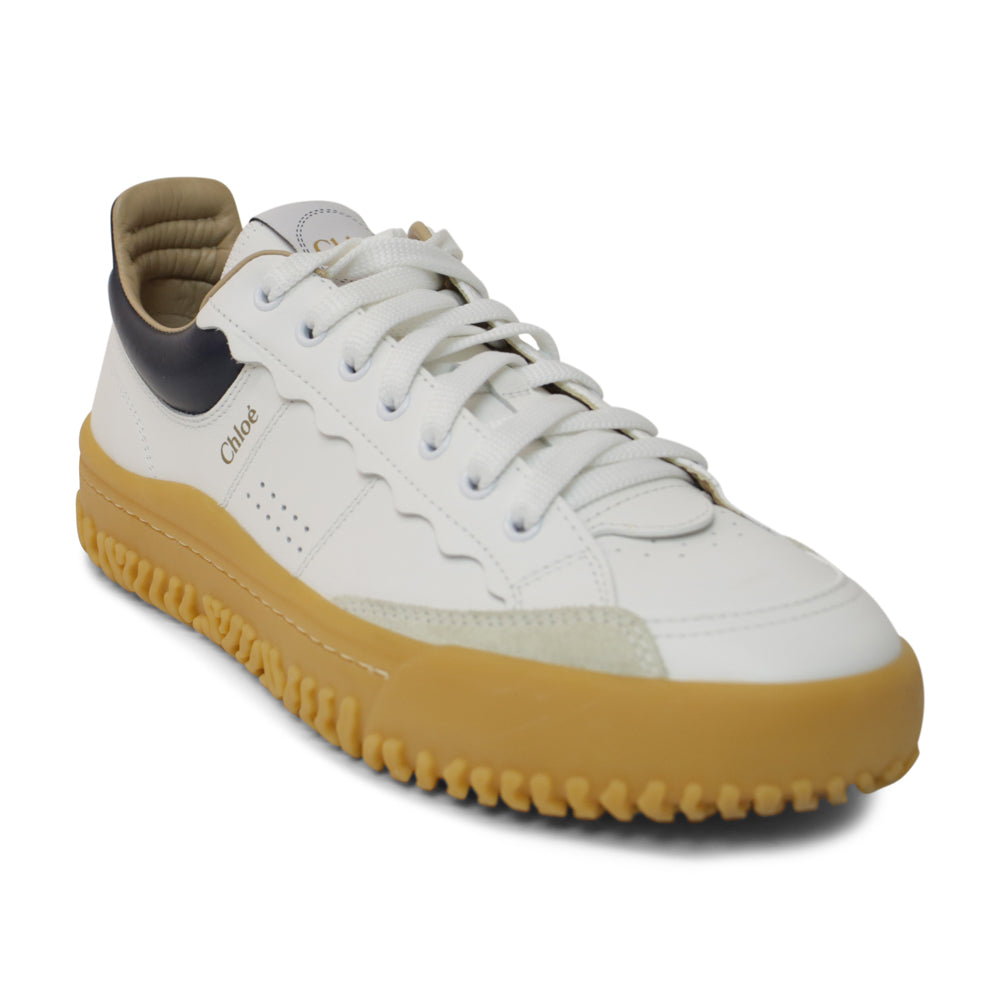 Chloé White & Blue Leather Franckie Sneakers