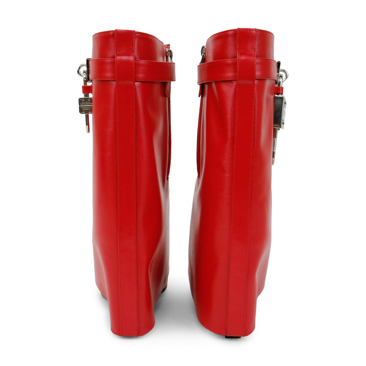 Givenchy Red Leather Shark Lock Boots