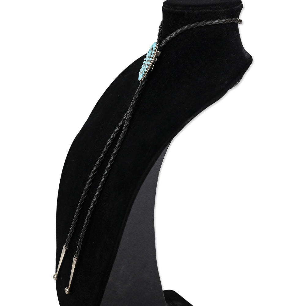 'PB' Navajo Silver Turquoise Cluster Bolo Tie