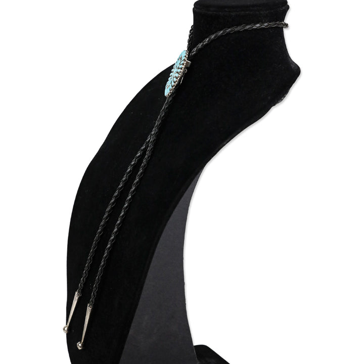 'PB' Navajo Silver Turquoise Cluster Bolo Tie