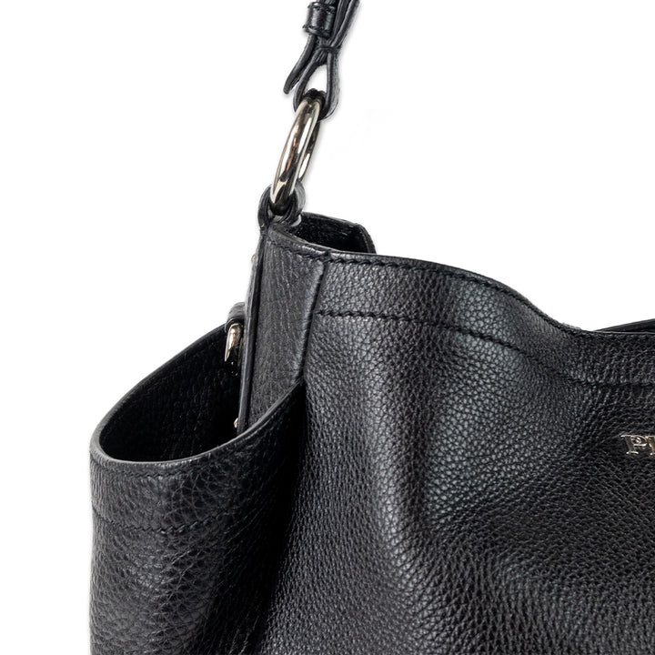 PRADA VITELLO DAINO SHOULDER BAG WITH SILVER HARDWARE