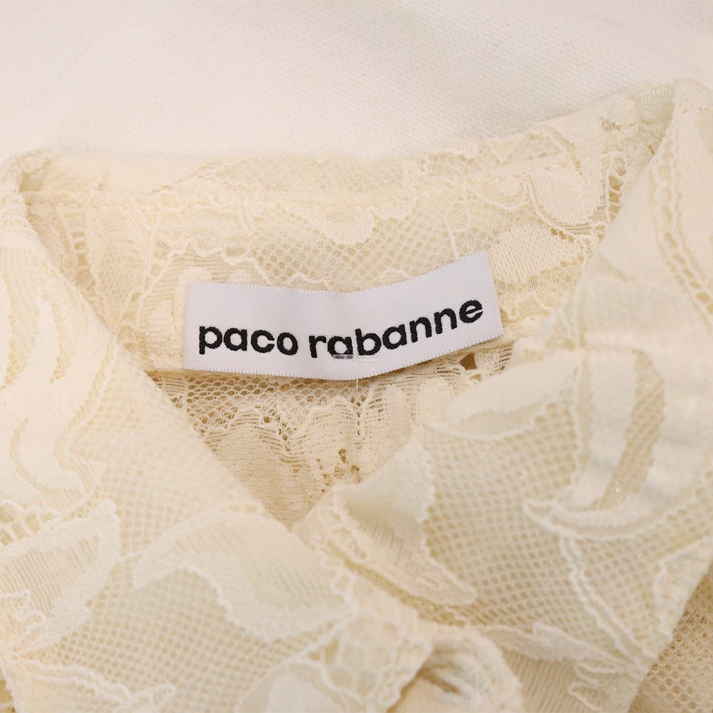 Paco Rabanne Cream Lace Short Sleeve Button Up Shirt