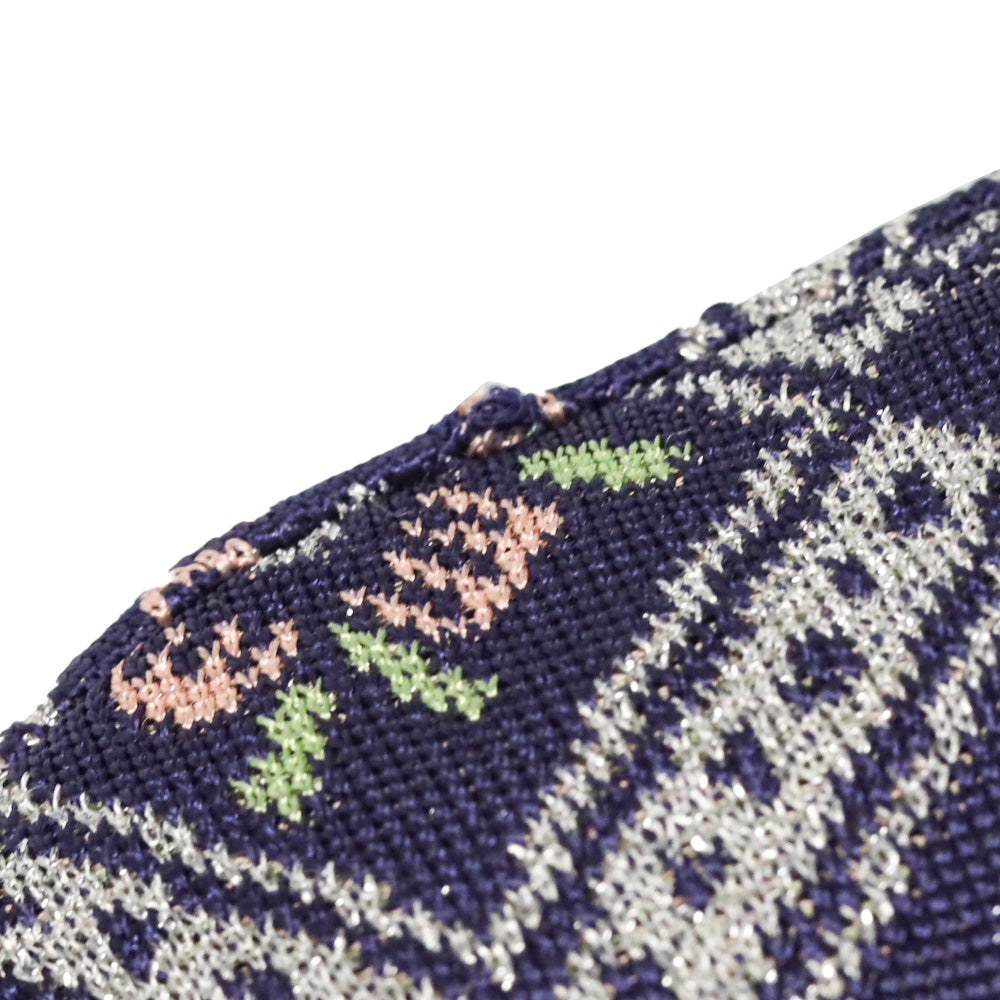 Paco Rabanne Navy Multicolor Quilted Floral Print Knit Maxi Dress