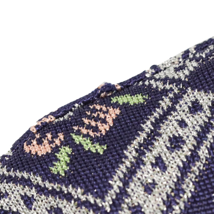 Paco Rabanne Navy Multicolor Quilted Floral Print Knit Maxi Dress