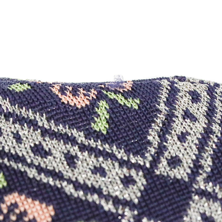 Paco Rabanne Navy Multicolor Quilted Floral Print Knit Maxi Dress