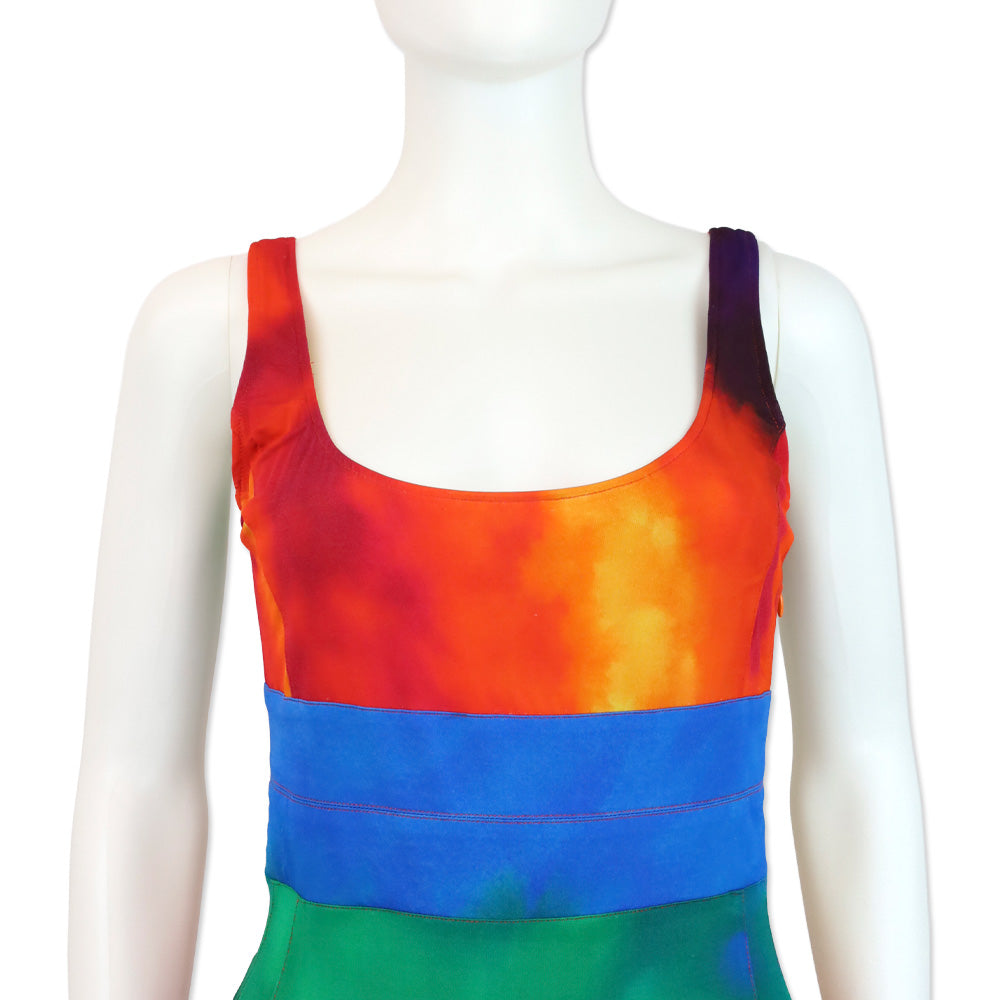 Paco Rabanne Plastic Hart Tie Dye Asymmetric Ruffle Mini Dress