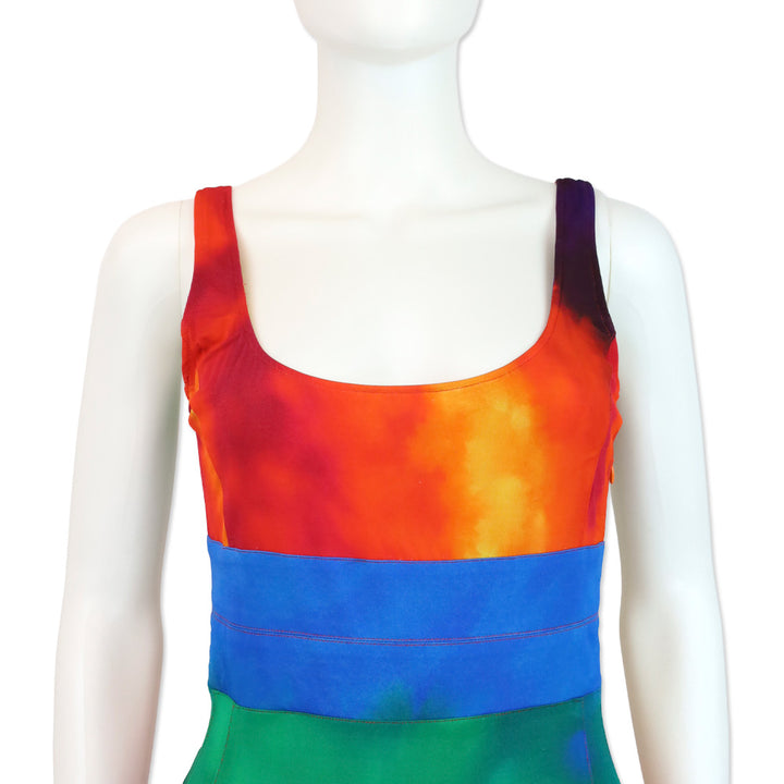 Paco Rabanne Plastic Hart Tie Dye Asymmetric Ruffle Mini Dress