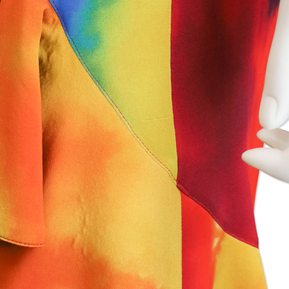 Paco Rabanne Plastic Hart Tie Dye Asymmetric Ruffle Mini Dress