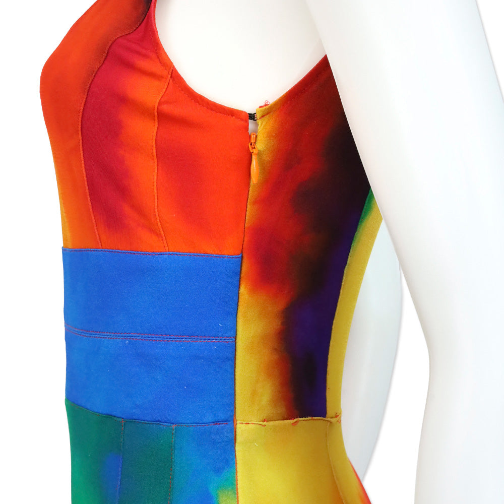 Paco Rabanne Plastic Hart Tie Dye Asymmetric Ruffle Mini Dress