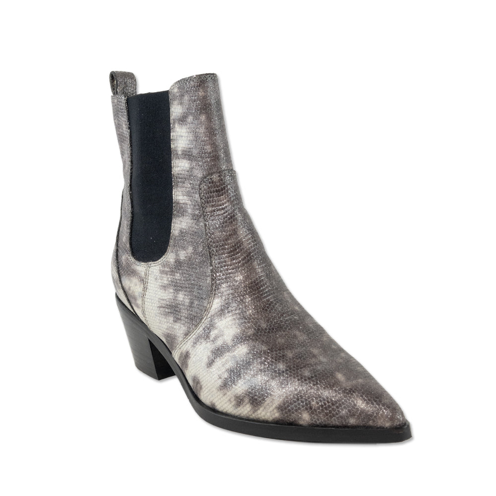 Paige Gray Glitter Snakeskin Print Chelsea Boots