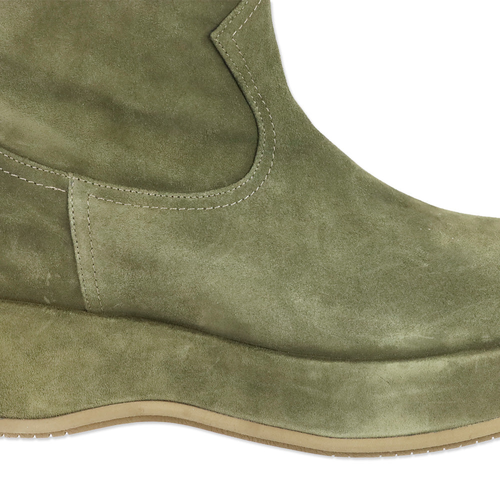 Paloma Barcelo Roy Crosta Olive Suede Over-The-Knee Platform Boots