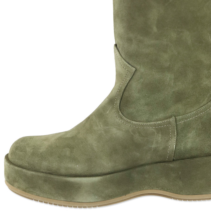 Paloma Barcelo Roy Crosta Olive Suede Over-The-Knee Platform Boots