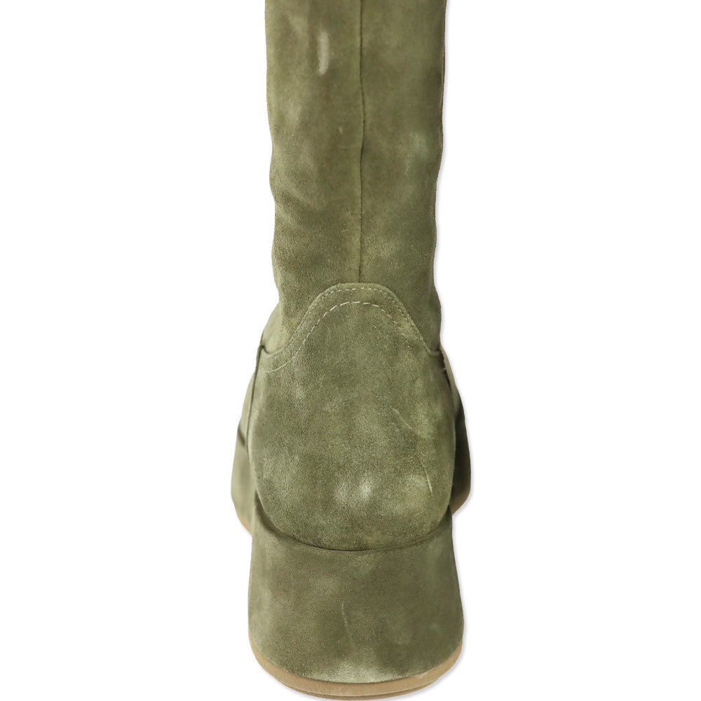 Paloma Barcelo Roy Crosta Olive Suede Over-The-Knee Platform Boots