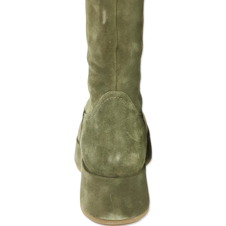 Paloma Barcelo Roy Crosta Olive Suede Over-The-Knee Platform Boots