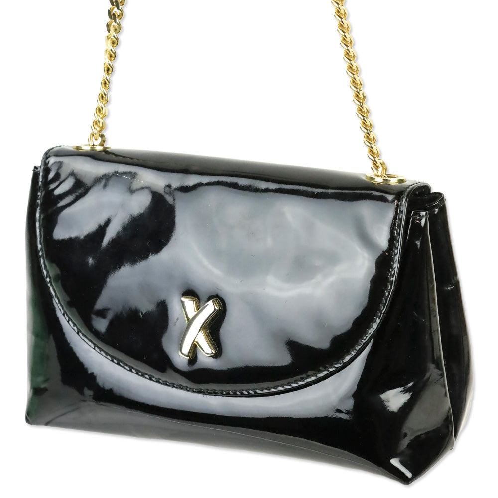 Paloma Picasso Black Patent Leather Chain Crossbody Bag