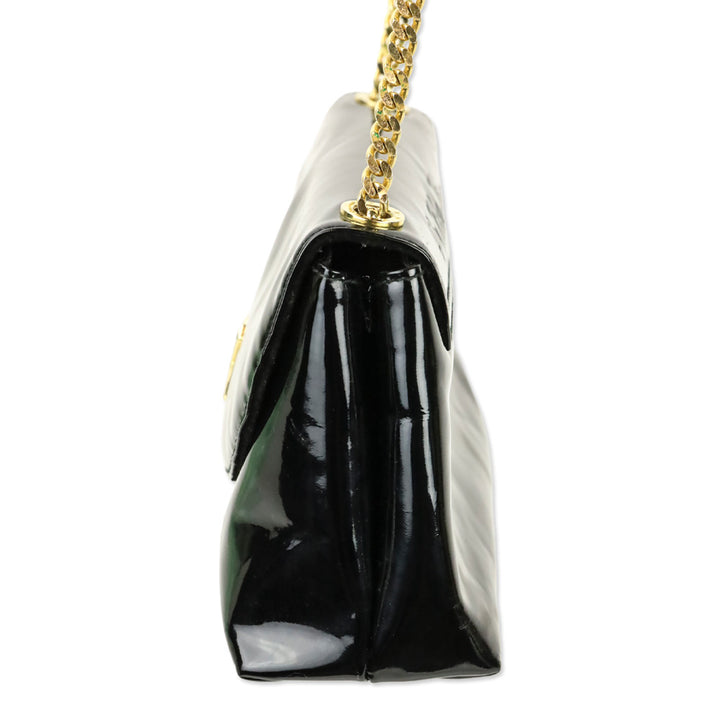 Paloma Picasso Black Patent Leather Chain Crossbody Bag