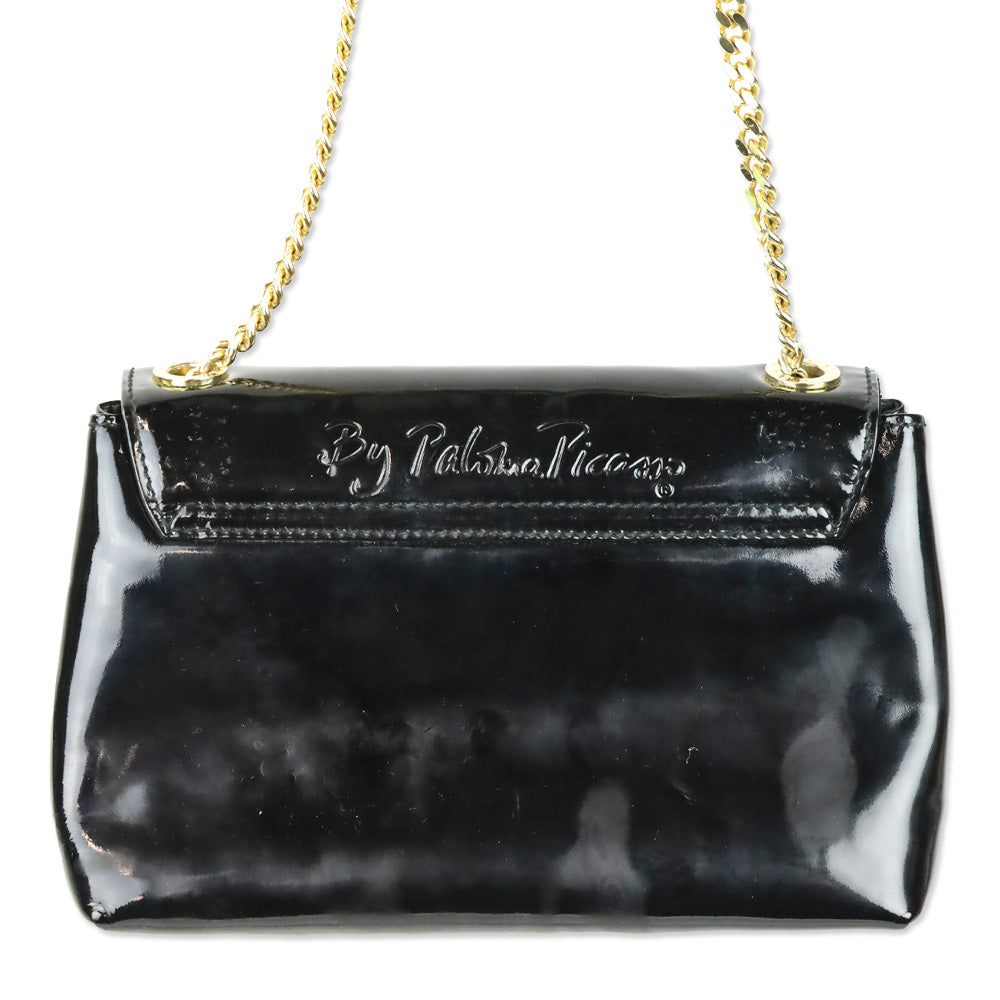 Paloma Picasso Black Patent Leather Chain Crossbody Bag