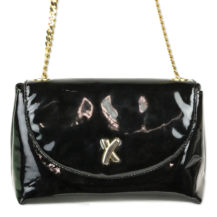 Paloma Picasso Black Patent Leather Chain Crossbody Bag